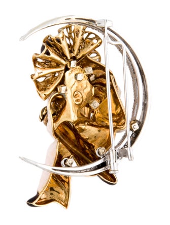 Brooch 18K 'Pierrot Lunaire' Diamond & Opalescent Enamel Brooch