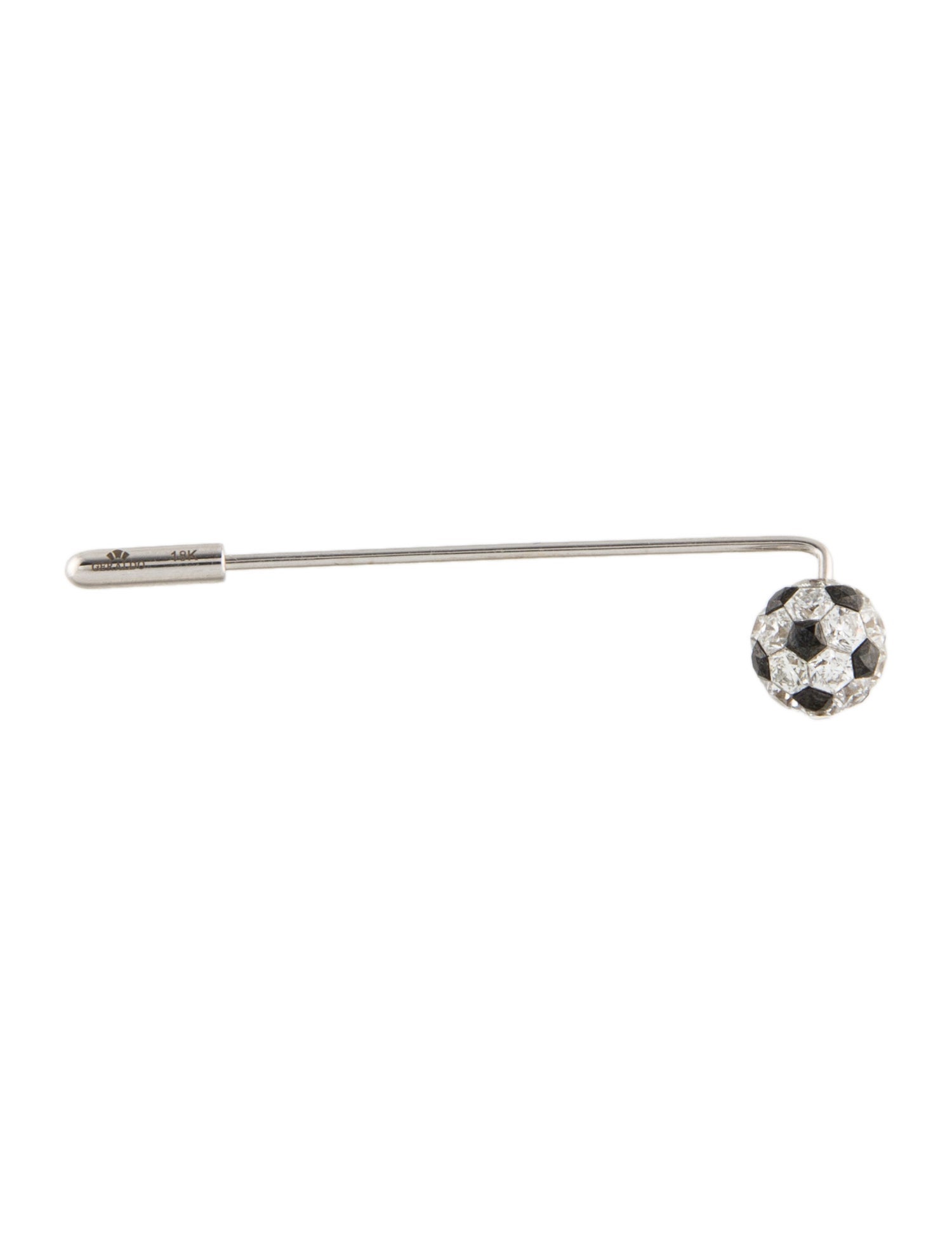 Brooch Geraldo 18K 2.89ctw Diamond Soccerball Stick Pin