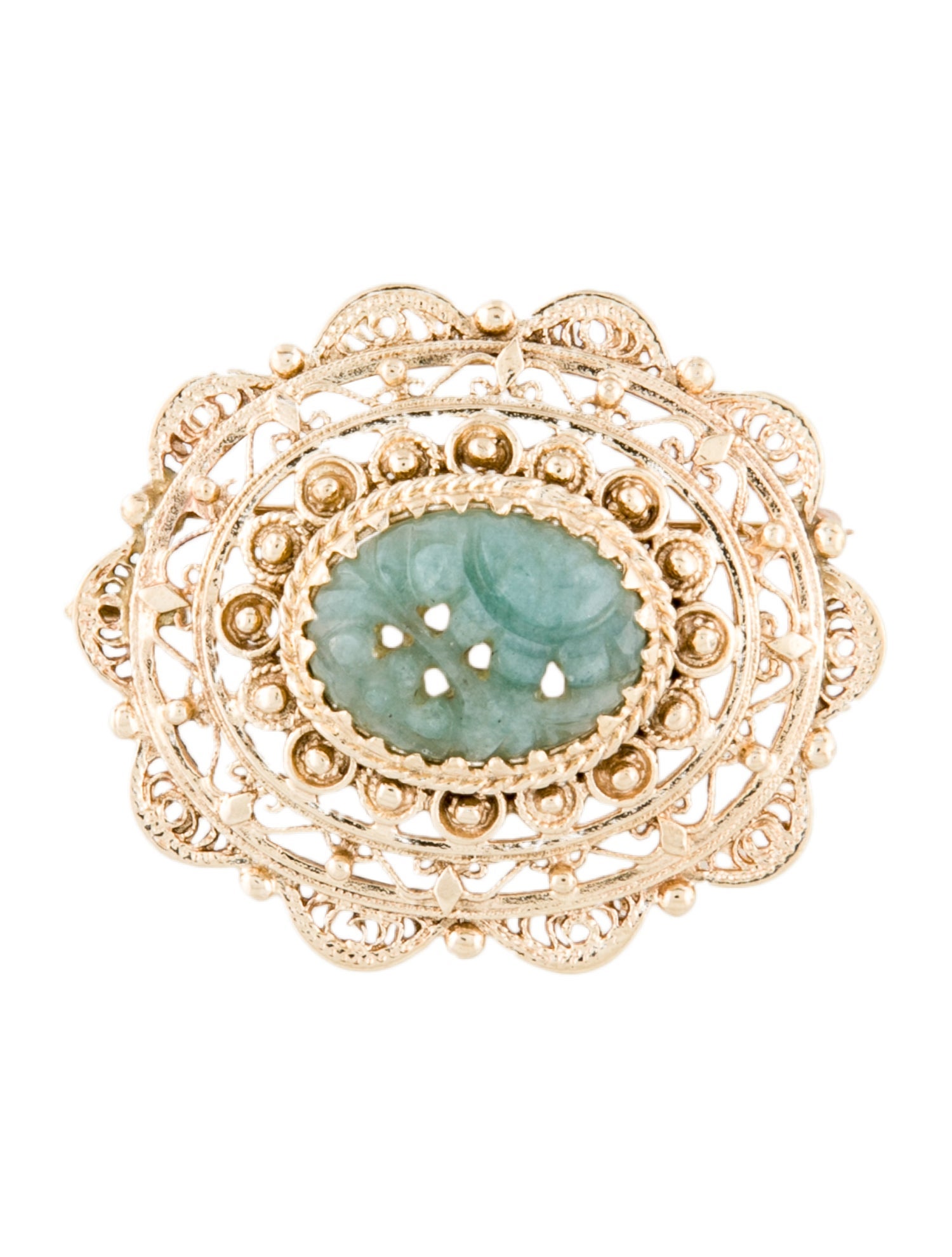 Brooch 14K Dyed Jadeite Pendant Brooch