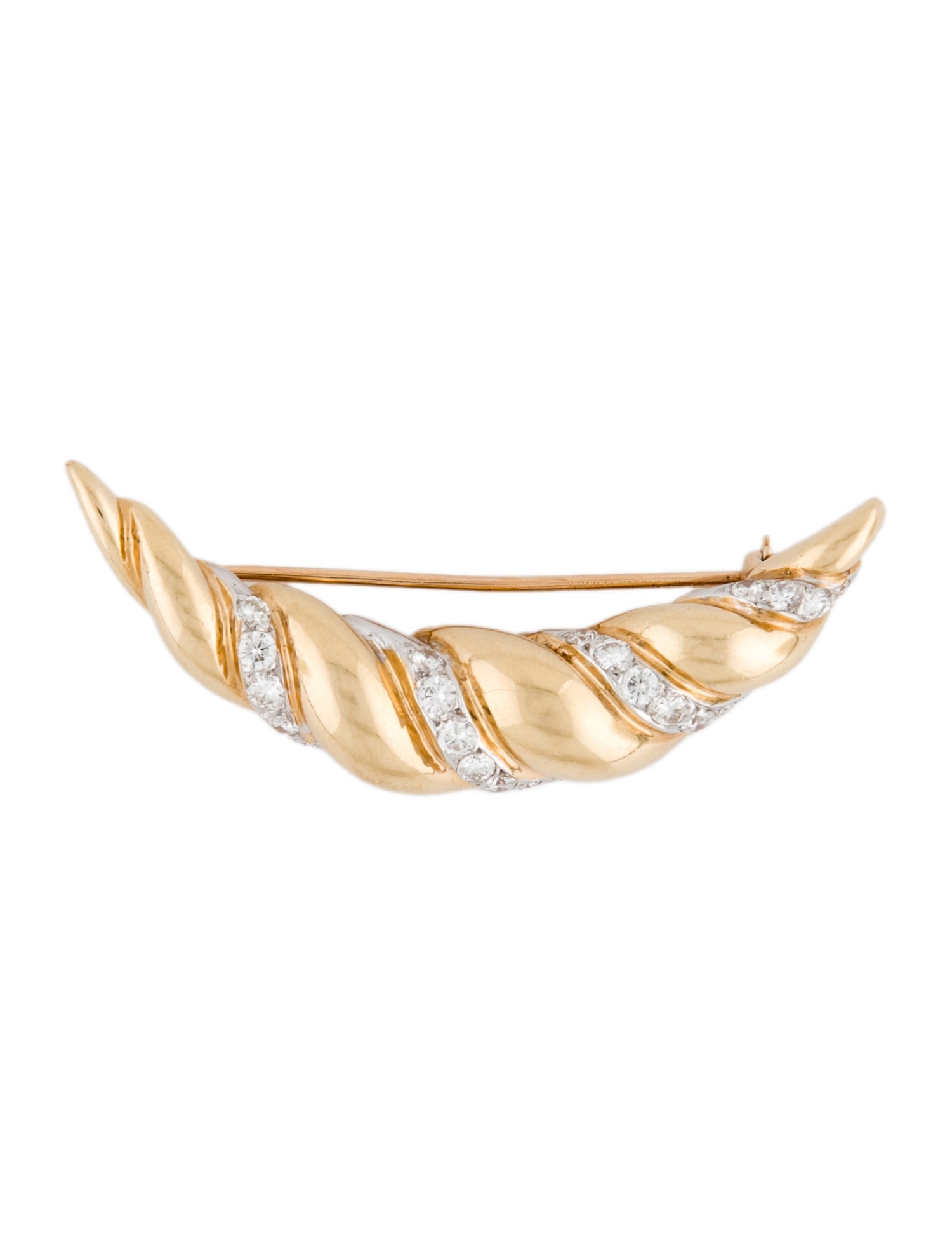 Brooch 14K Diamond Crescent Pin Brooch