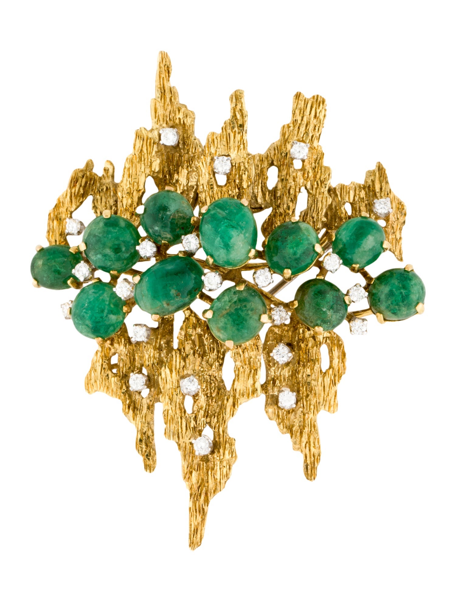 Brooch 18K Emerald & Diamond Pin