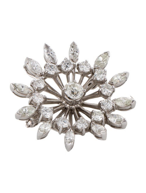 Brooch Platinum 3.54ctw Diamond Circular Pin Brooch Pendant