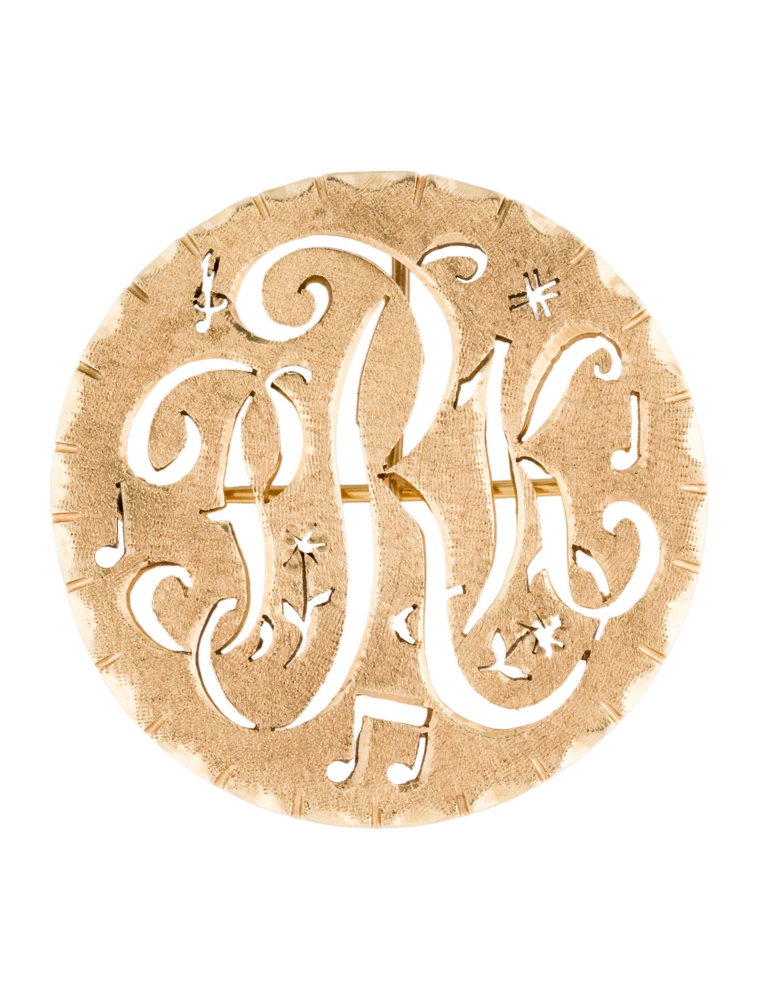 Brooch 14K Convertible Monogram "PRK" Pendant Brooch