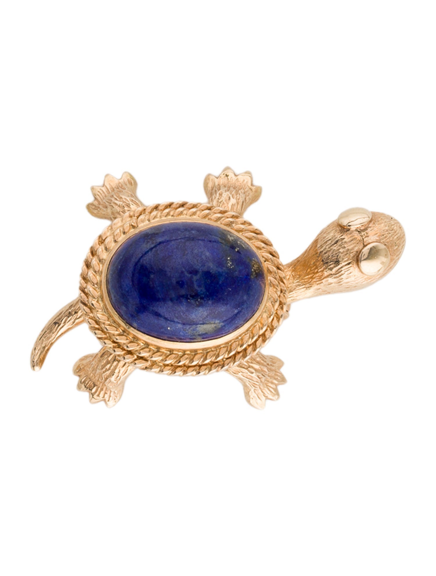 Brooch 14K 5.13ct Lapis Lazuli Turtle Brooch Pin