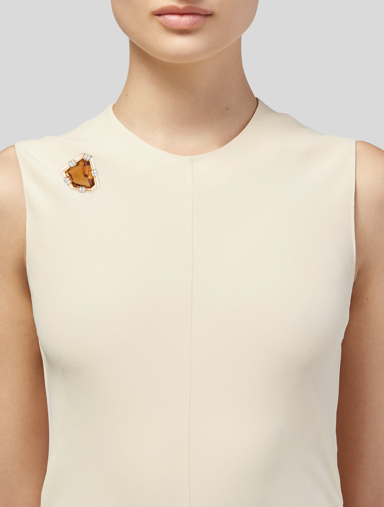 Brooch 14K Citrine & Diamond