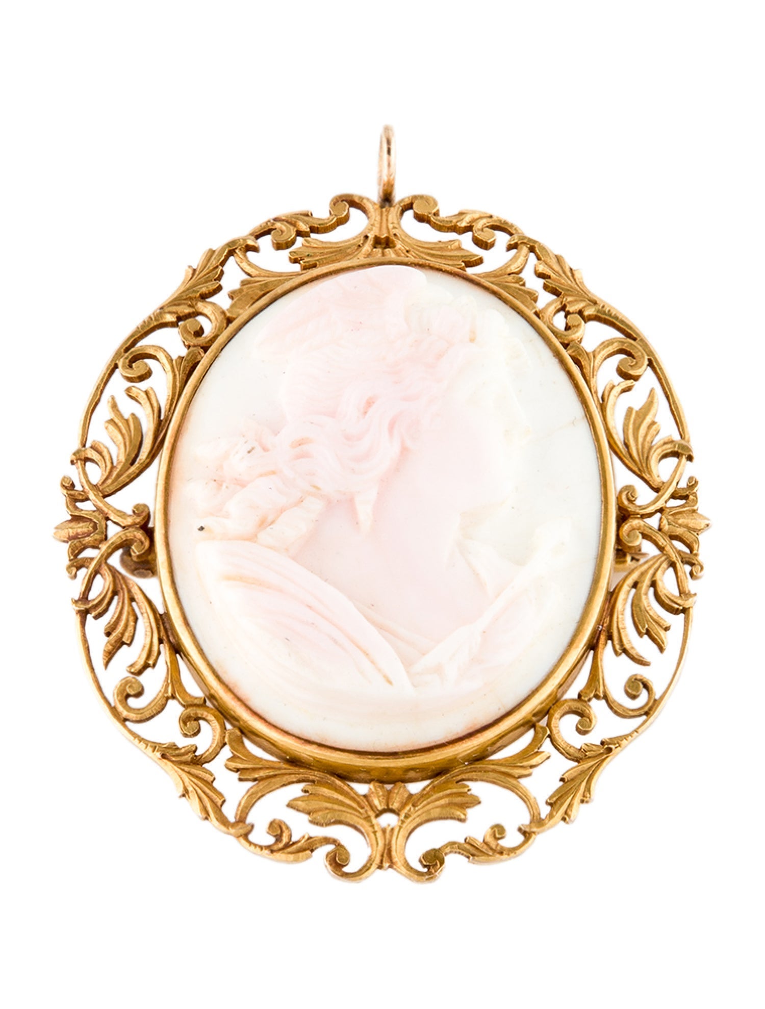 Brooch 18K Shell Cameo Pendant