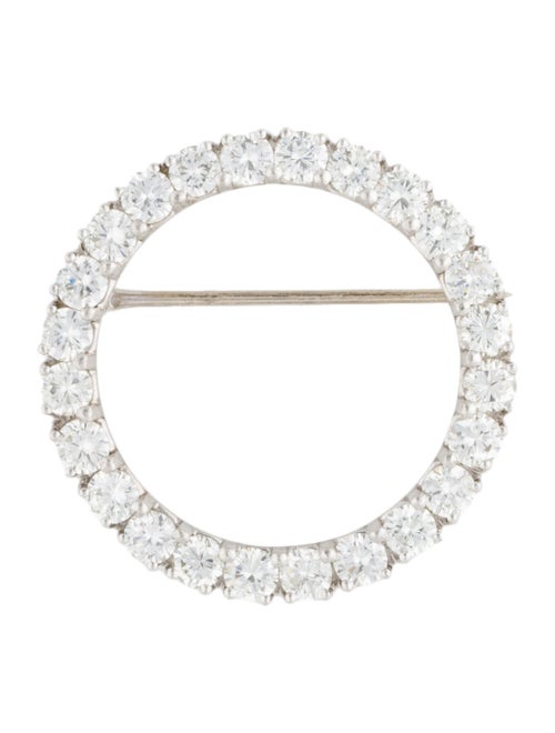 Brooch Platinum 4.08ctw Diamond Circle Brooch Pin