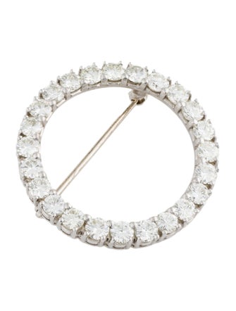 Brooch Platinum 4.08ctw Diamond Circle Brooch Pin