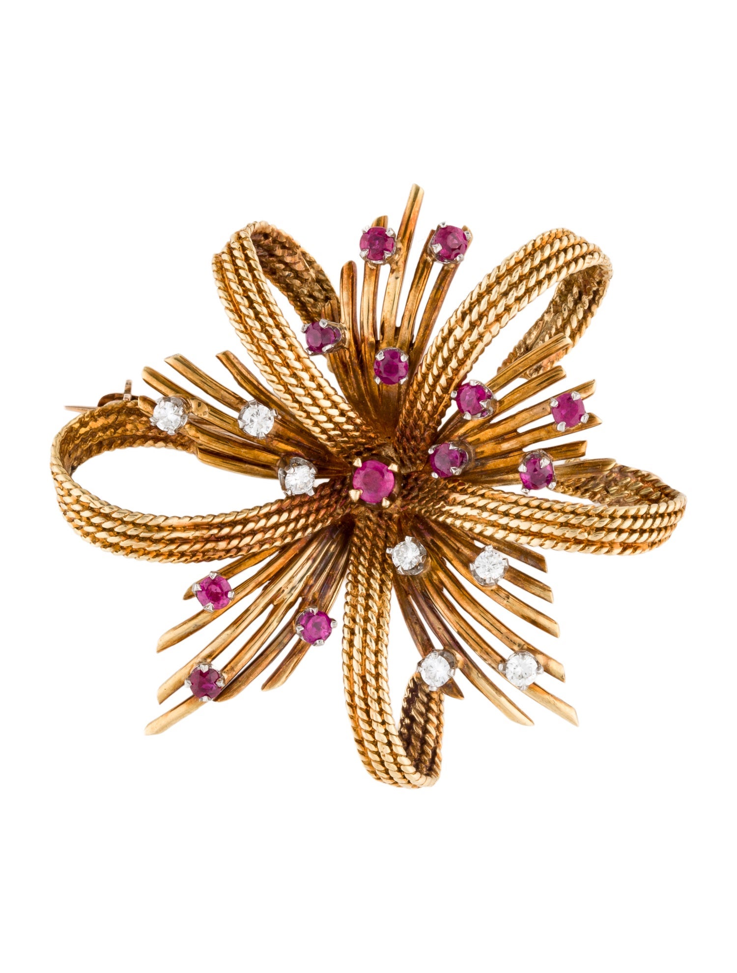 Brooch 18K Ruby & Diamond Brooch Pin