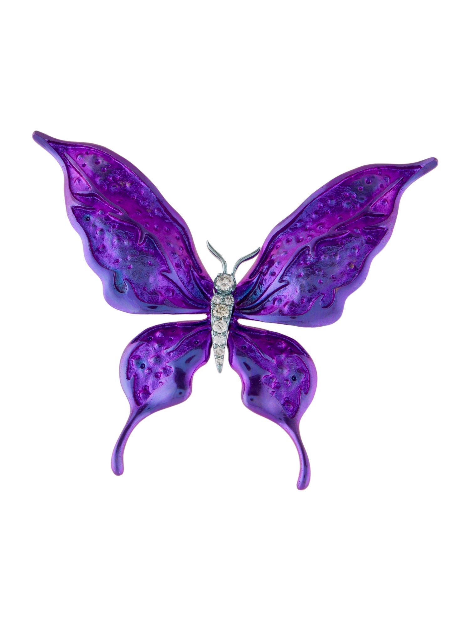 Brooch Titanium Diamond Butterfly