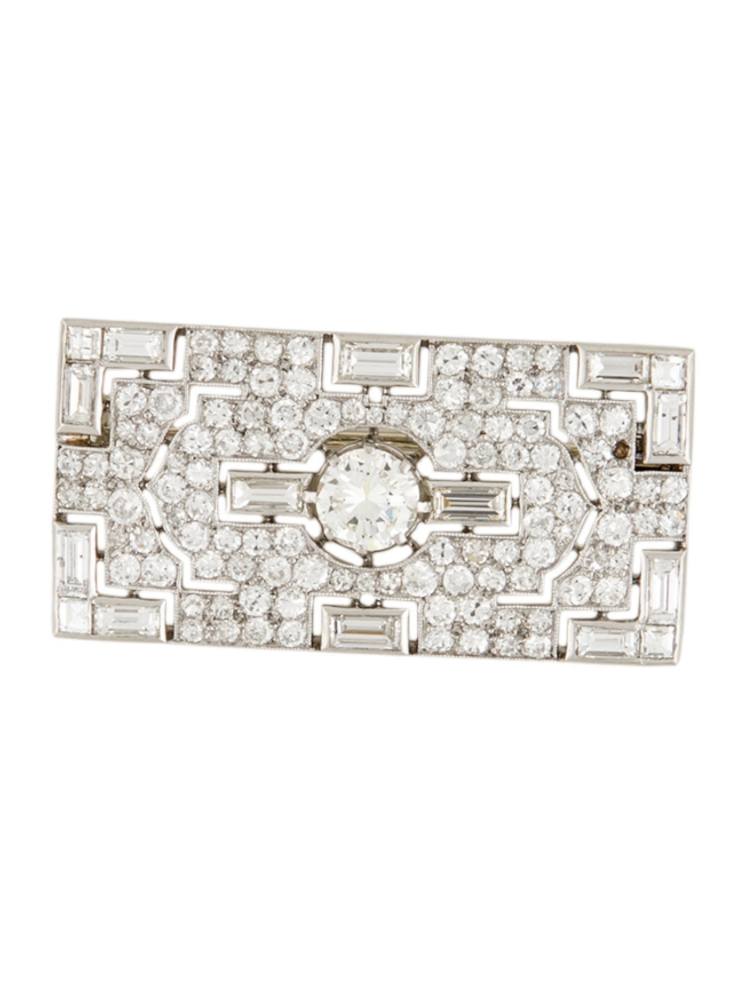 Brooch Art Deco Platinum 4.94ctw Diamond