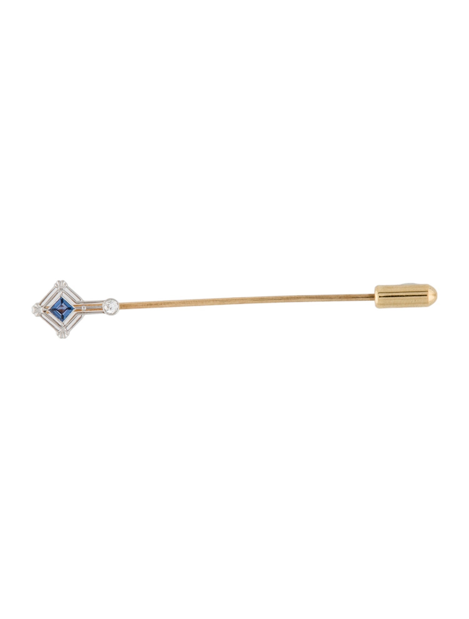 Brooch Vintage 14K Sapphire & Diamond Stick Pink