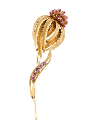 Brooch 18K Ruby Flower Brooch