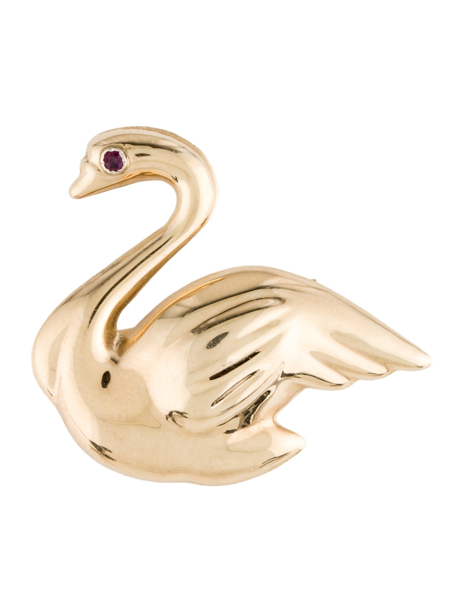 Brooch 14K Ruby Swan
