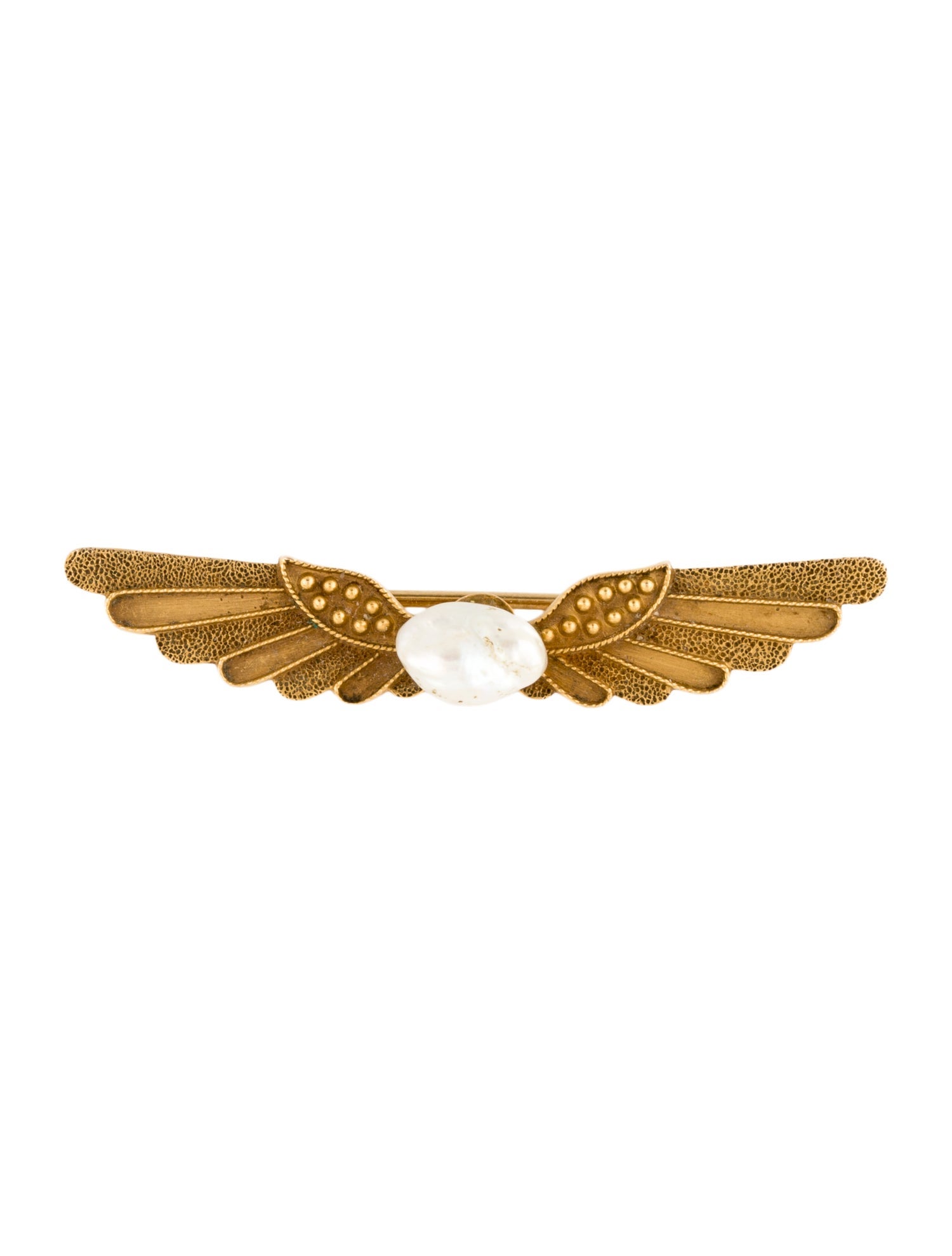Brooch 14K Pearl Wing Pin