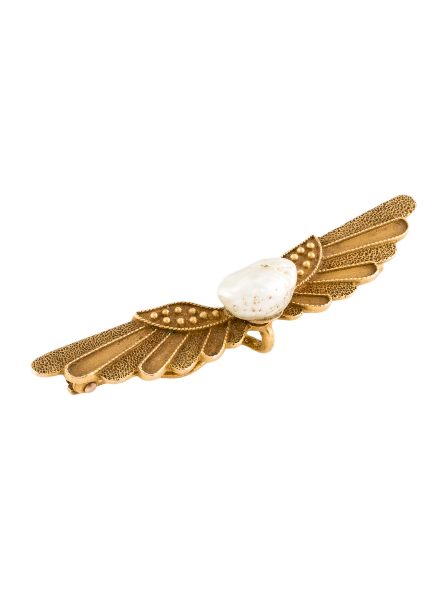 Brooch 14K Pearl Wing Pin