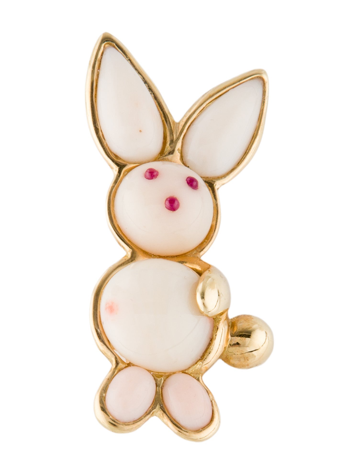 Brooch Emis Beros Vintage 18K Coral & Ruby Bunny