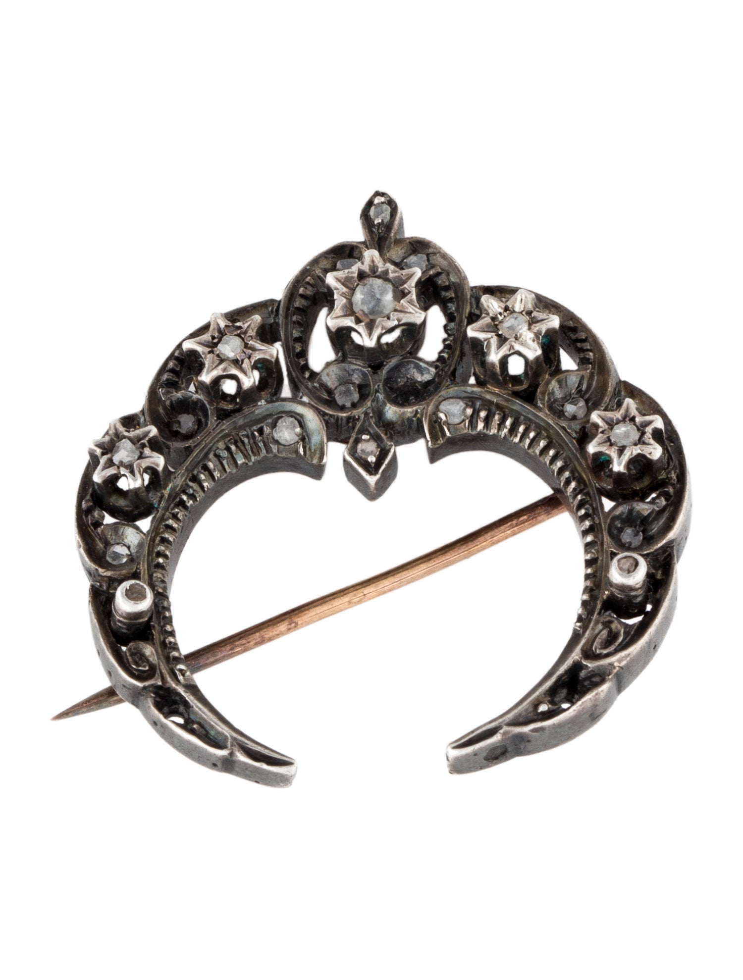 Brooch Antique Diamond Crescent Brooch