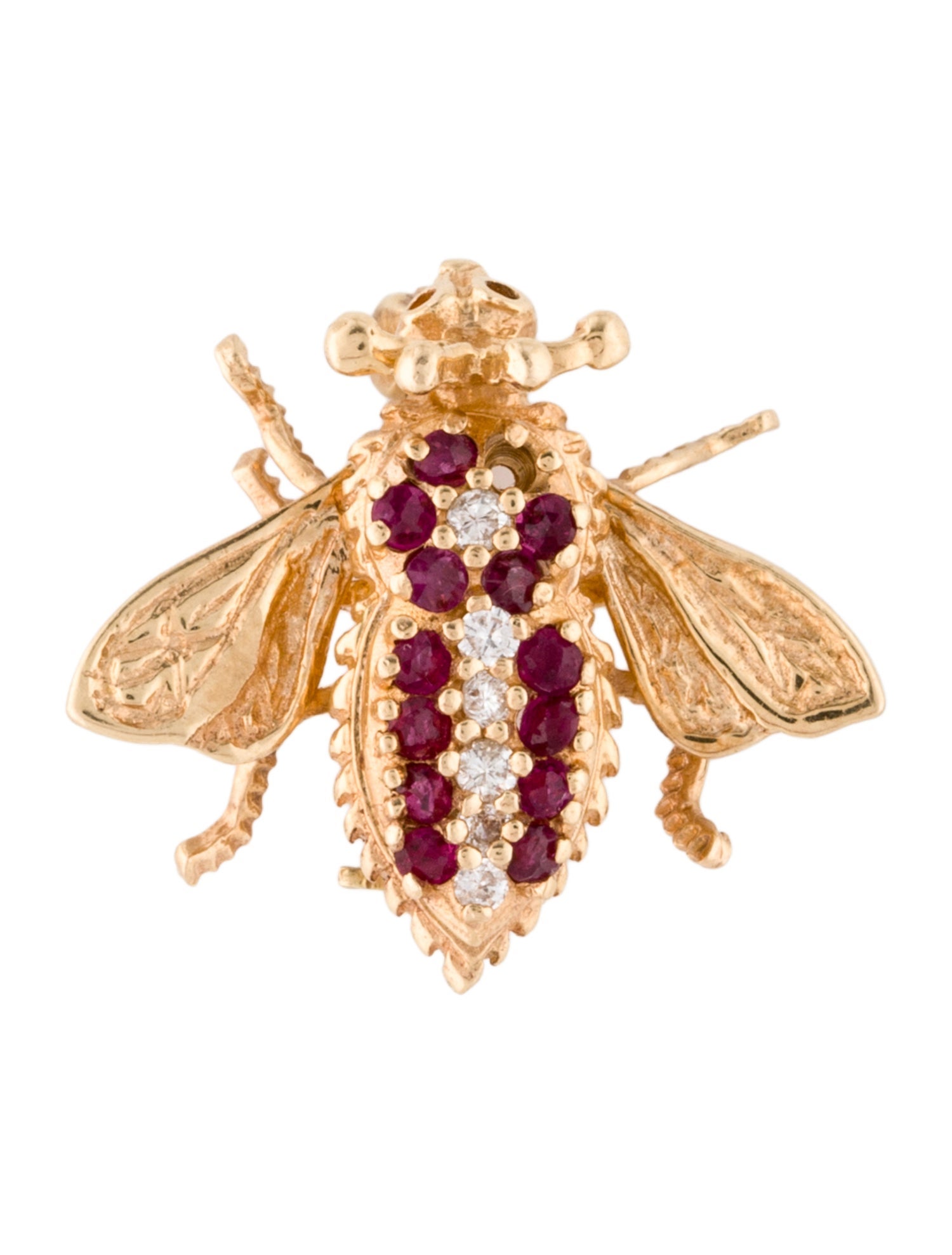 Brooch 14K Ruby & Diamond Bee