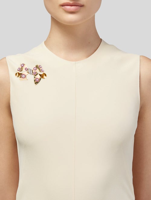 Brooch Retro 18K 2.34ctw Diamond & Ruby Bow Pin