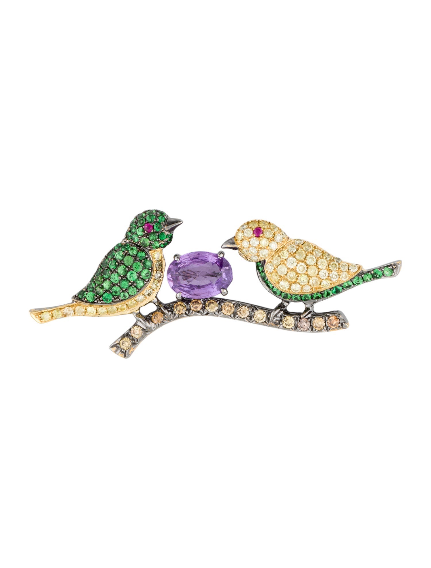 Brooch 18K Multistone Bird Brooch