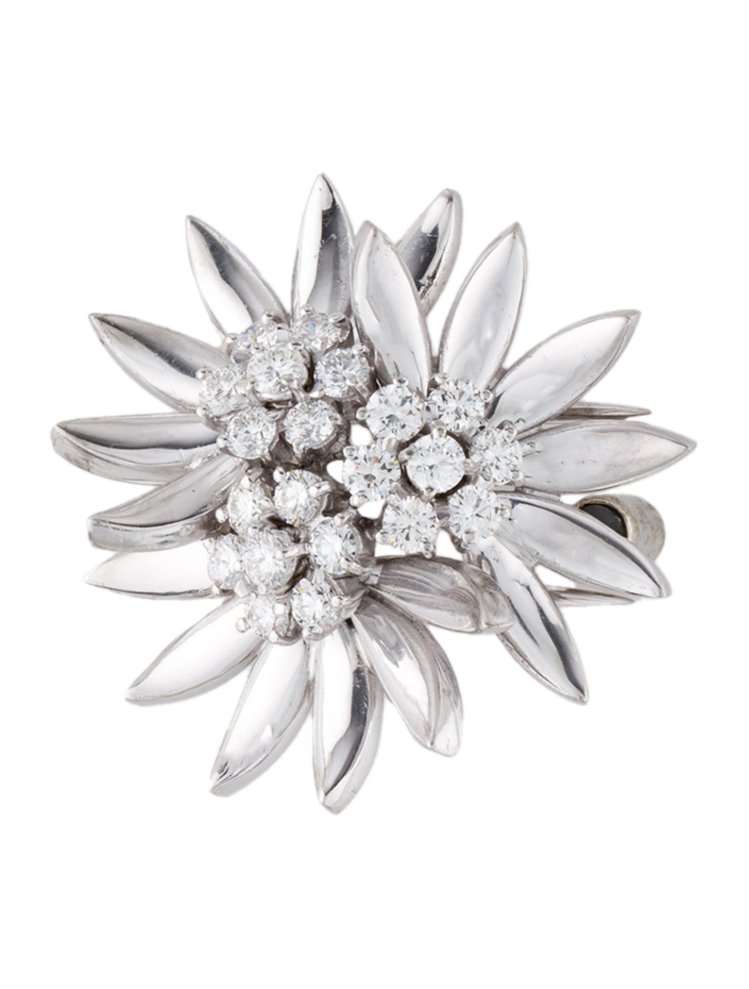 Brooch 18K 1.38ctw Diamond Dress Clip