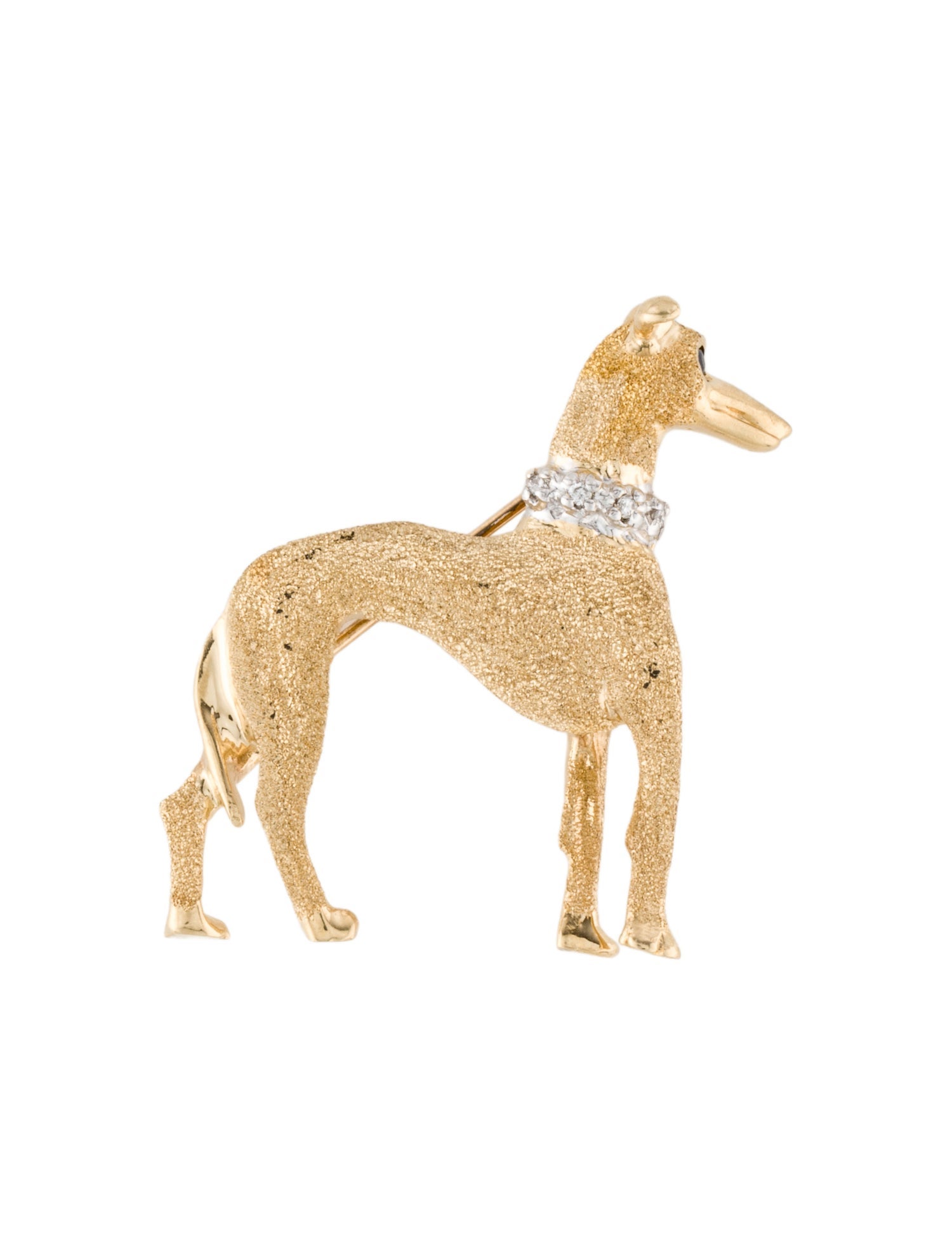Brooch 14K Sapphire & Diamond Dog