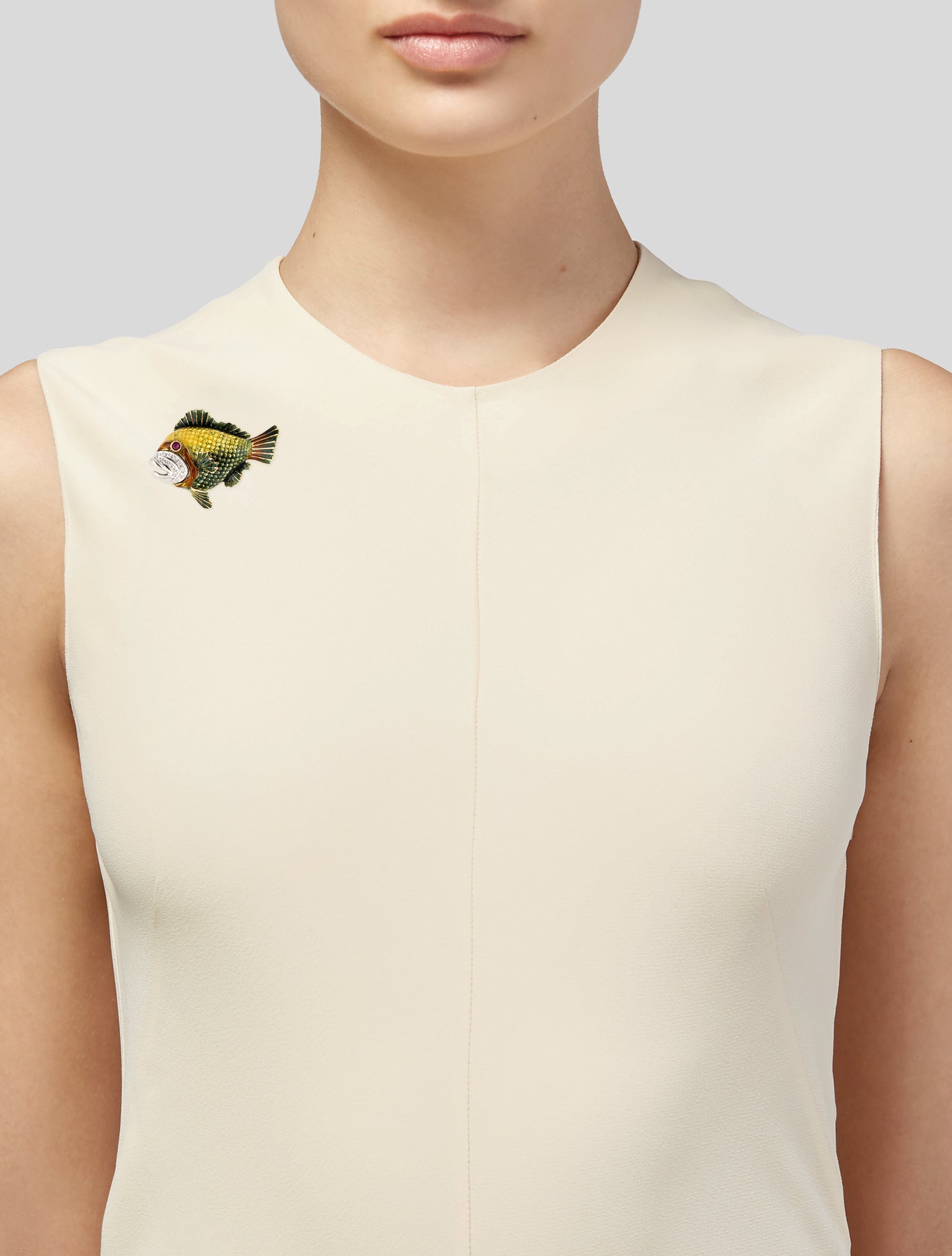 Brooch 18K Ruby, Diamond & Enamel Fish