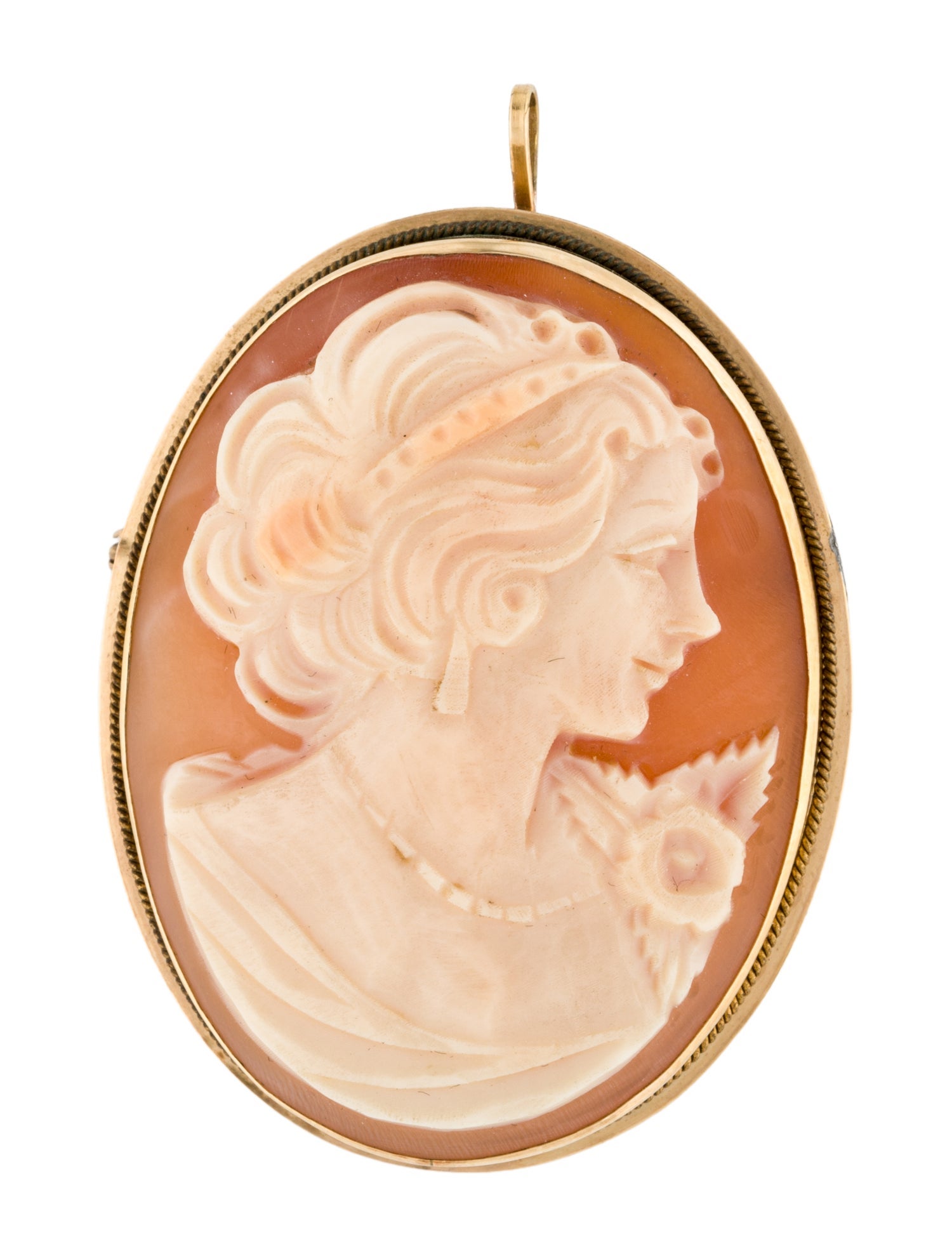 Brooch Vintage 14K Shell Cameo