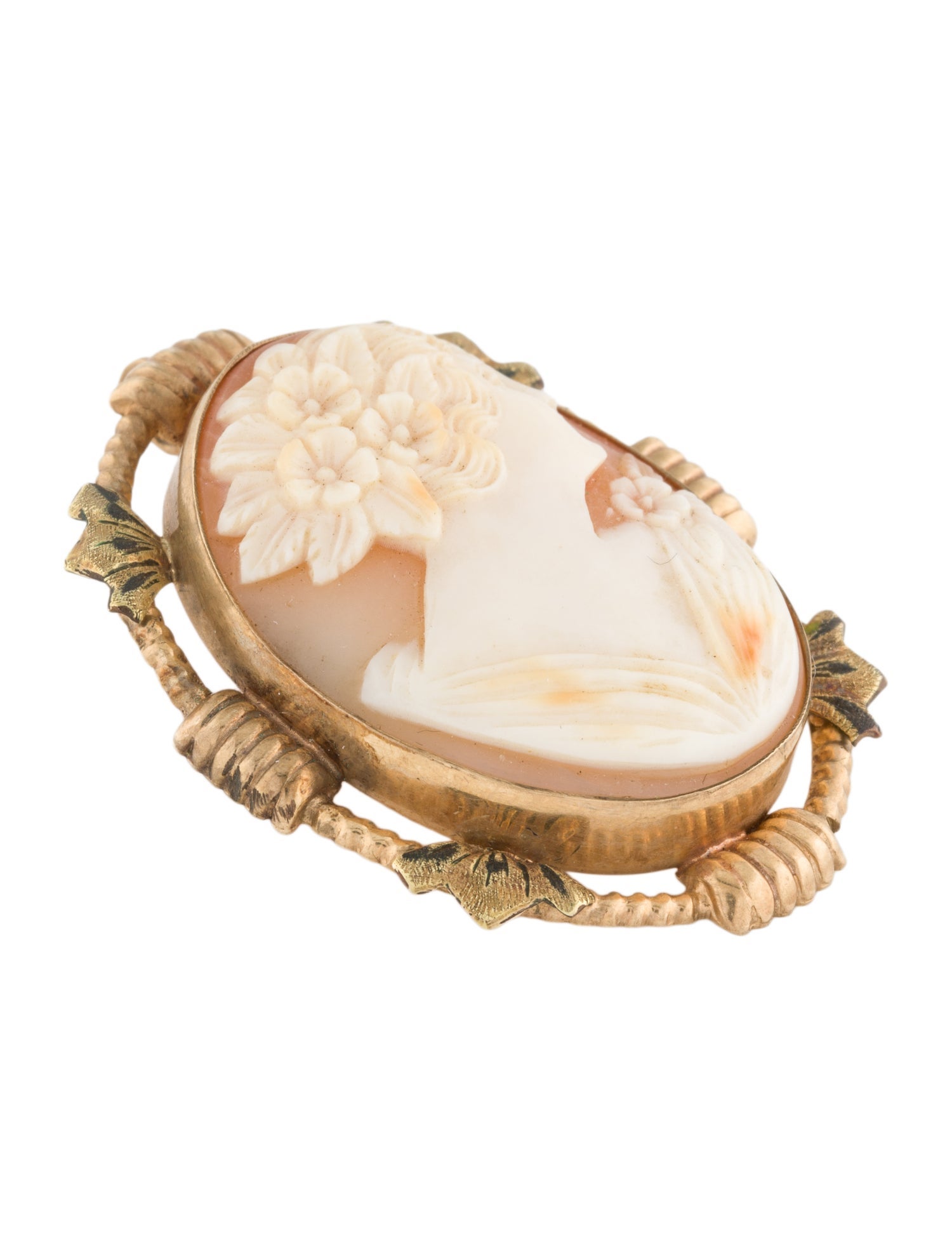 Brooch Vintage 10K Shell Cameo Pendant