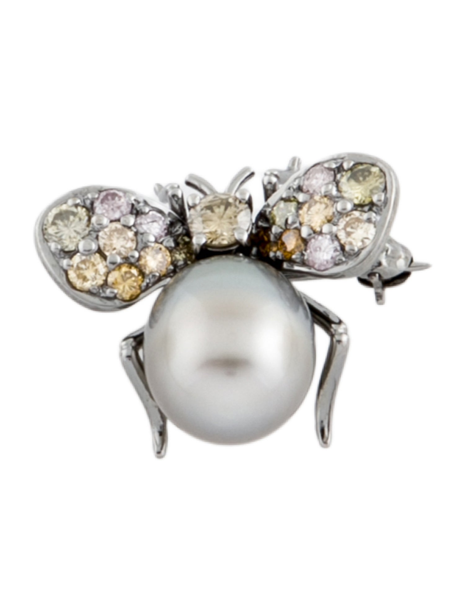 Brooch 18K Pearl & Diamond Bee