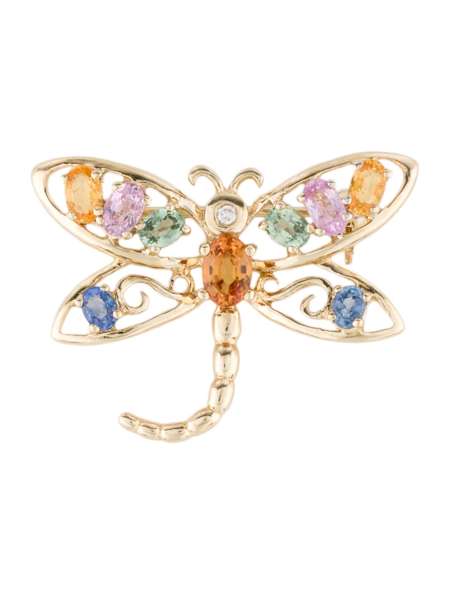 Brooch 14K Sapphire Dragonfly Brooch