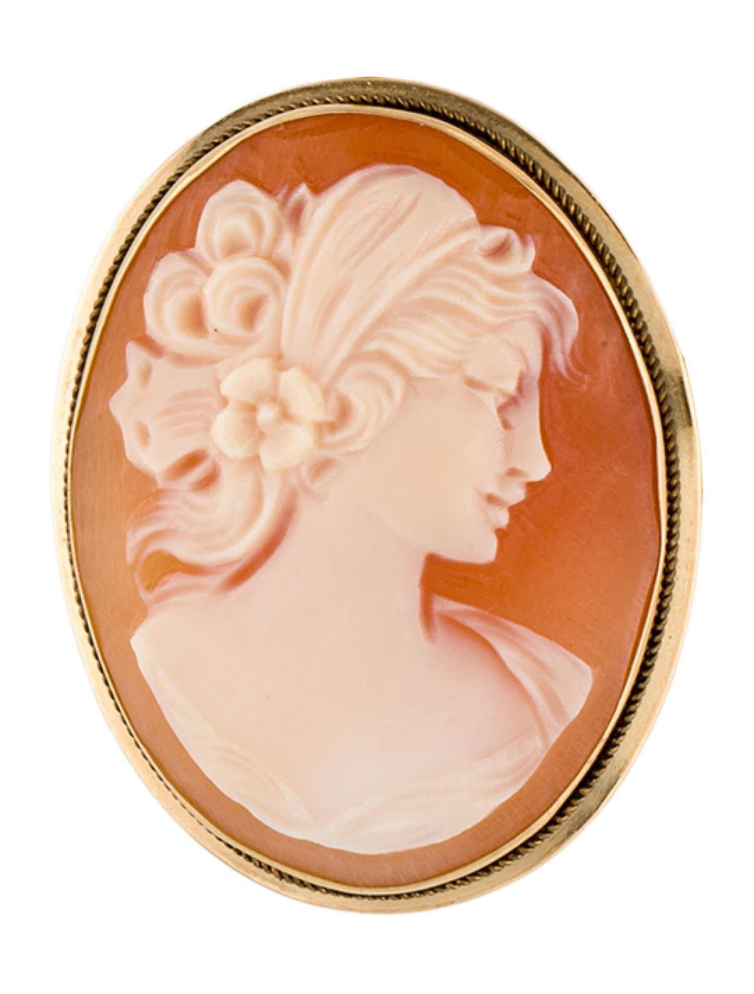 Brooch 18K Shell Cameo Pendant