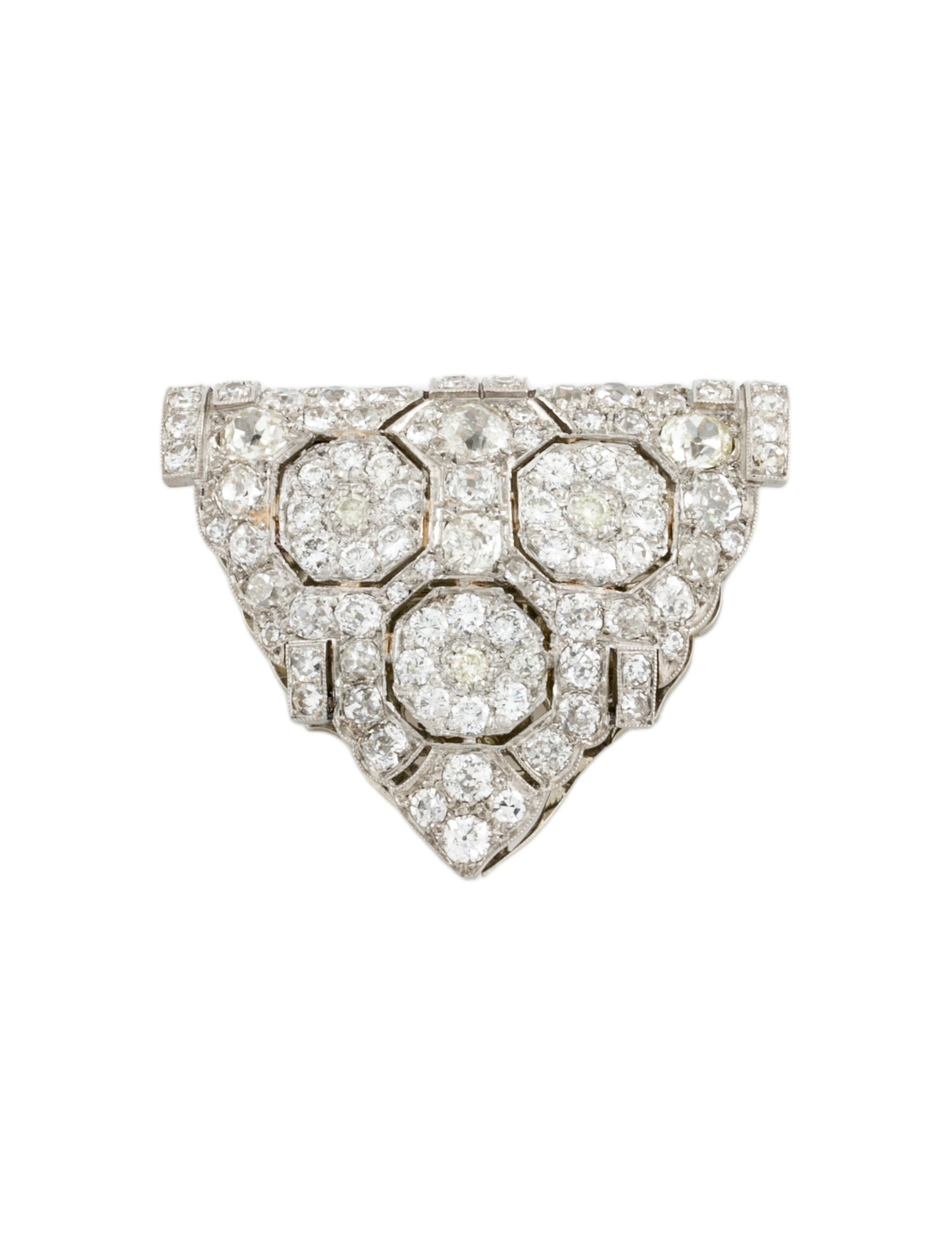 Brooch Vintage 18K 4.53ctw Diamond Single Dress Clip