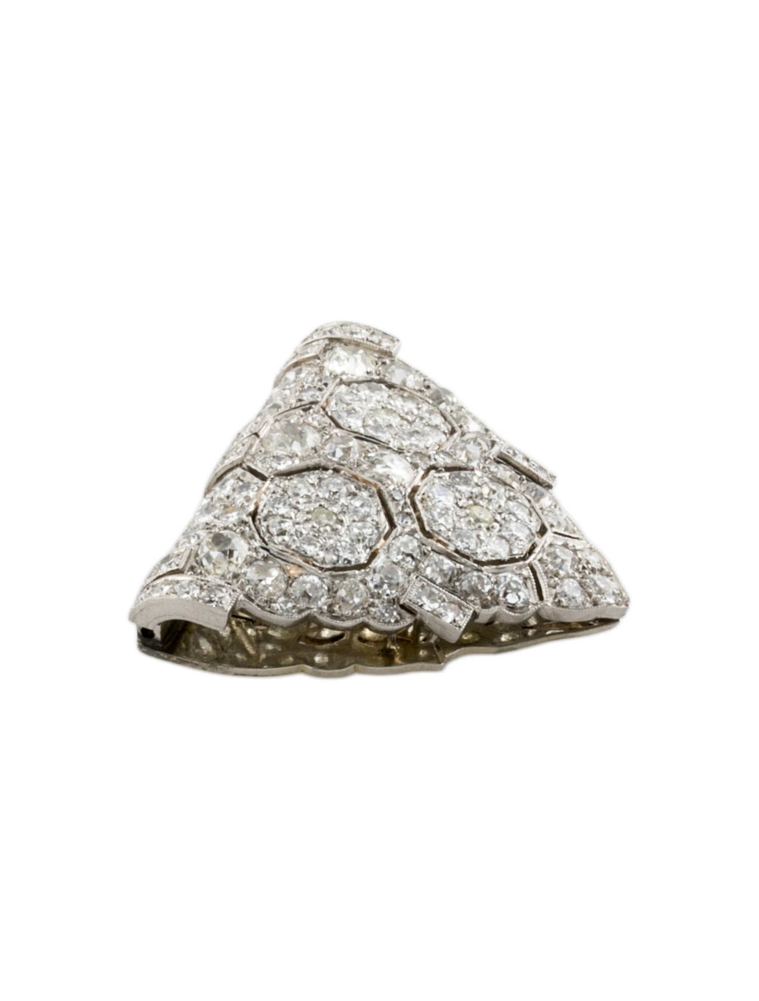 Brooch Vintage 18K 4.53ctw Diamond Single Dress Clip