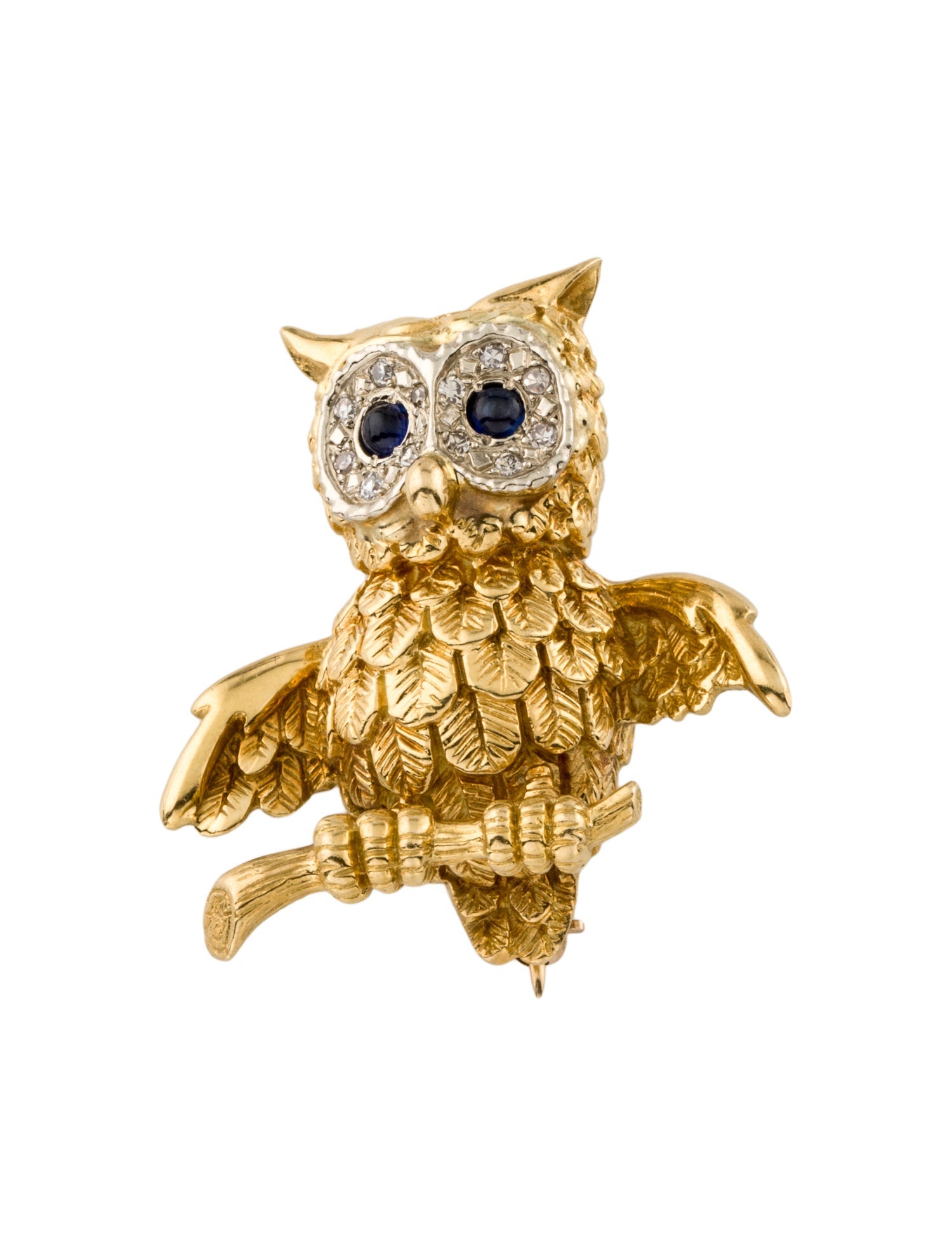 Brooch 18K Sapphire & Diamond Owl