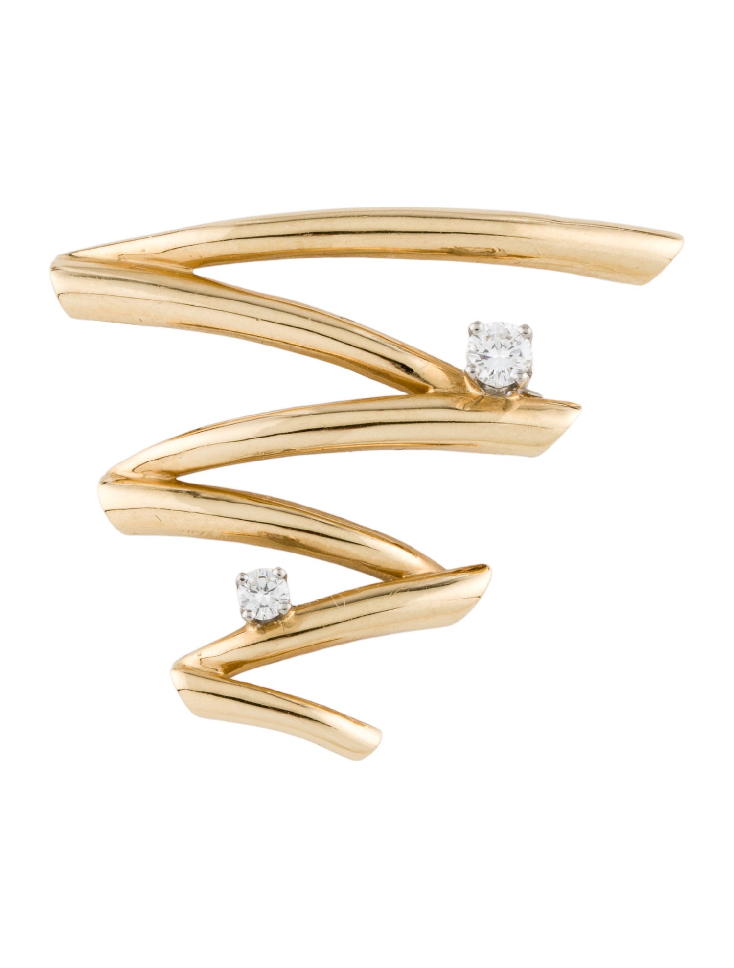 Brooch 14K Diamond Zig Zag