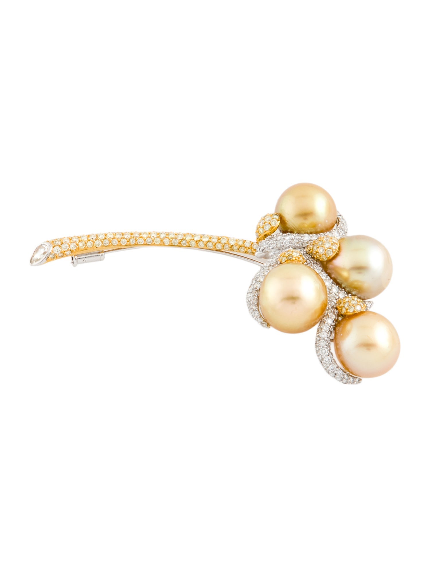 Brooch 18K Pearl & Diamond Floral Brooch