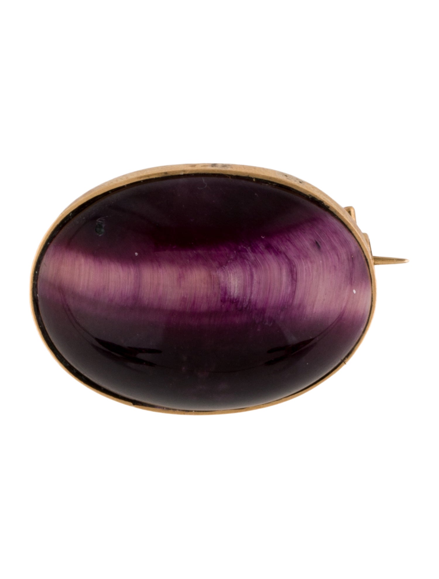 Brooch 18K 23.20ct Cat's Eye Quartz Brooch Pin