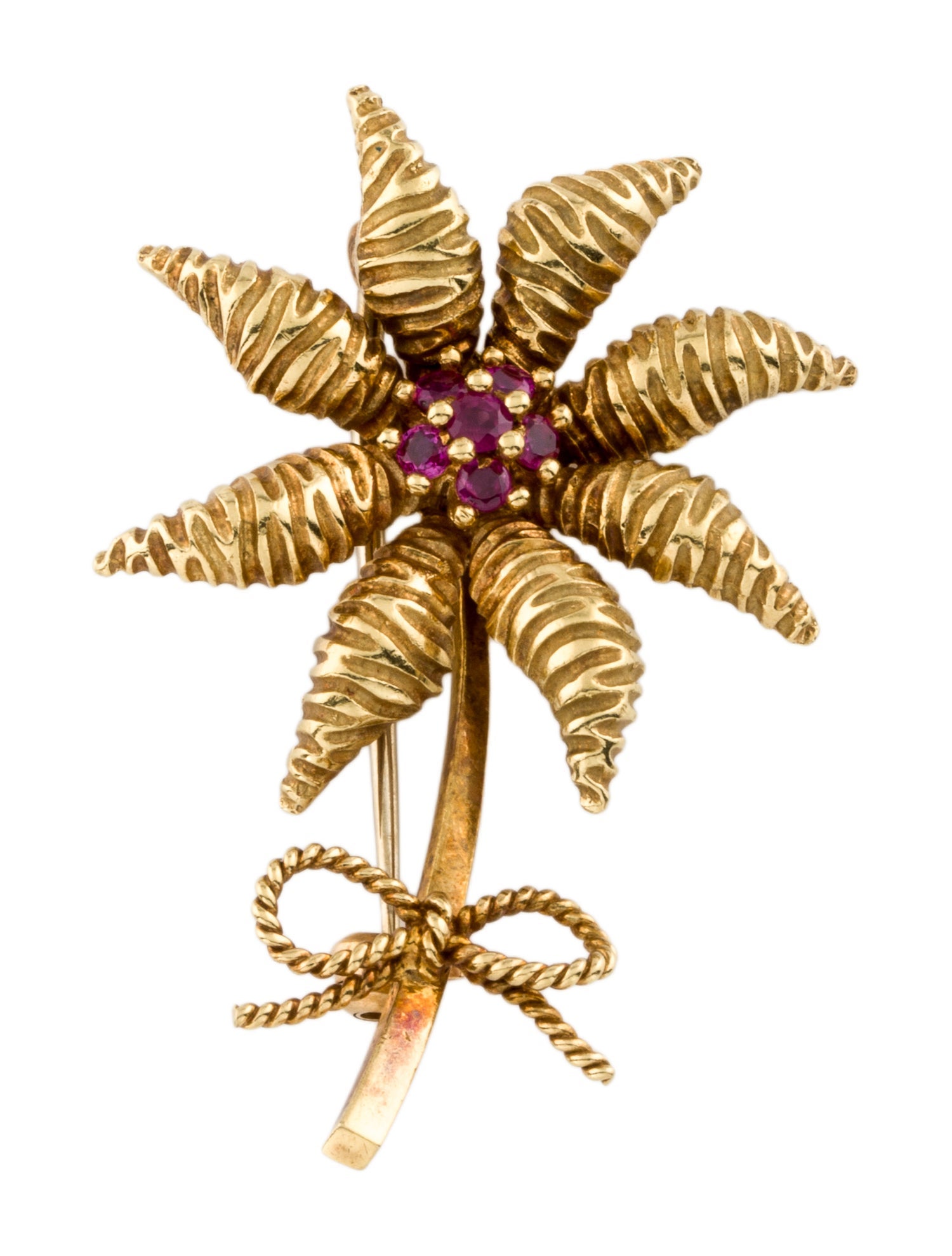Brooch 18K Ruby Flower