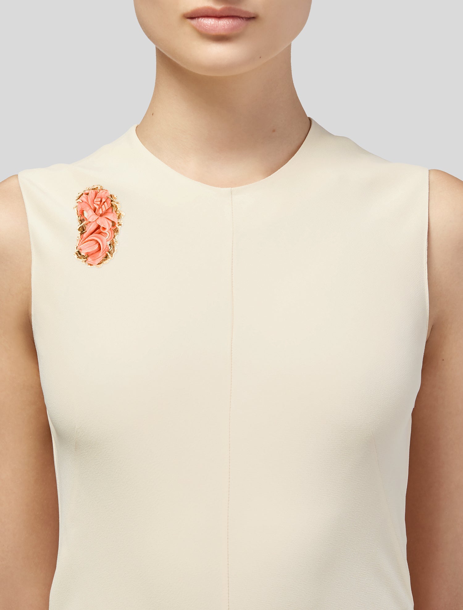 Brooch 14k Coral Floral Pendant
