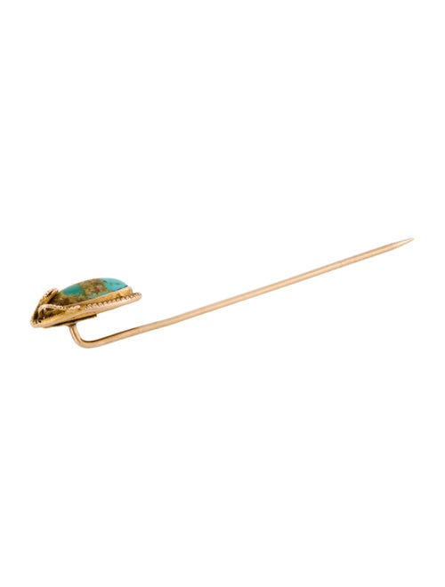 Brooch 14K Turquoise Snake Stick Pin Brooch