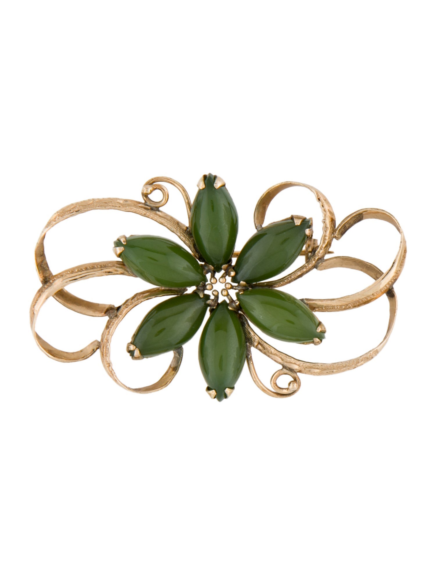 Brooch 14K Nephrite Pin