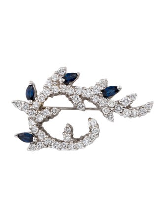Brooch 18K 1.71ctw Diamond & Sapphire Brooch