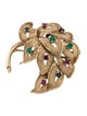 Brooch 14K Sapphire, Ruby & Chalcedony Brooch