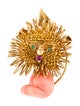 Brooch 18K Coral, Ruby & Emerald Lion Brooch