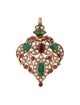 Brooch 14K Pearl, Emerald, Rhodolite & Ruby Pendant