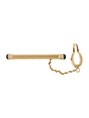 Brooch Tie Pins and Clips Vintage 18K Onyx Bar Clip