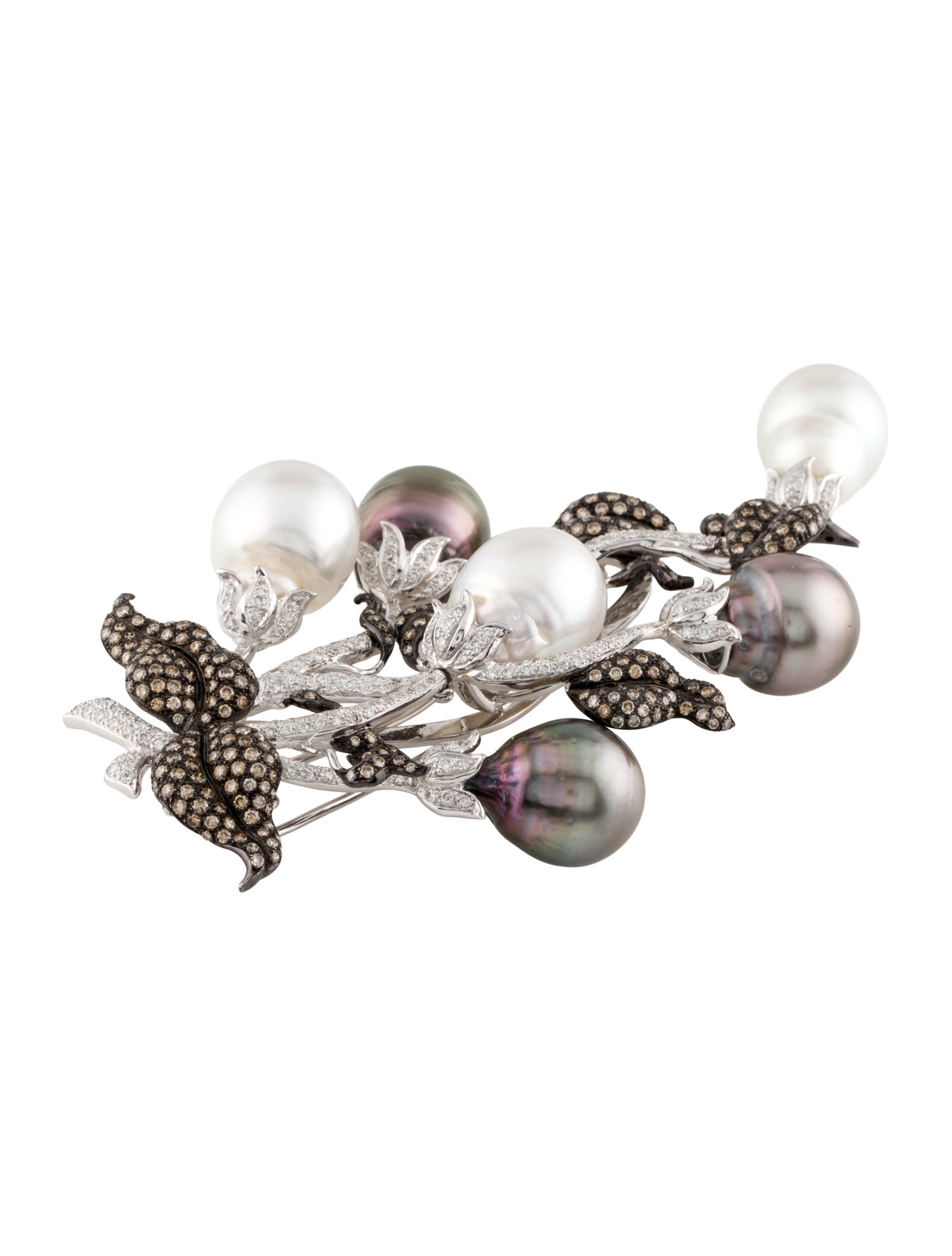 Brooch 18K Pearl & 4.70ctw Diamond Branch Brooch