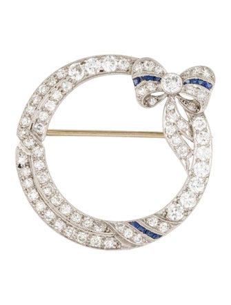 Brooch Platinum 1.88ctw Diamond & Sapphire Brooch Pin